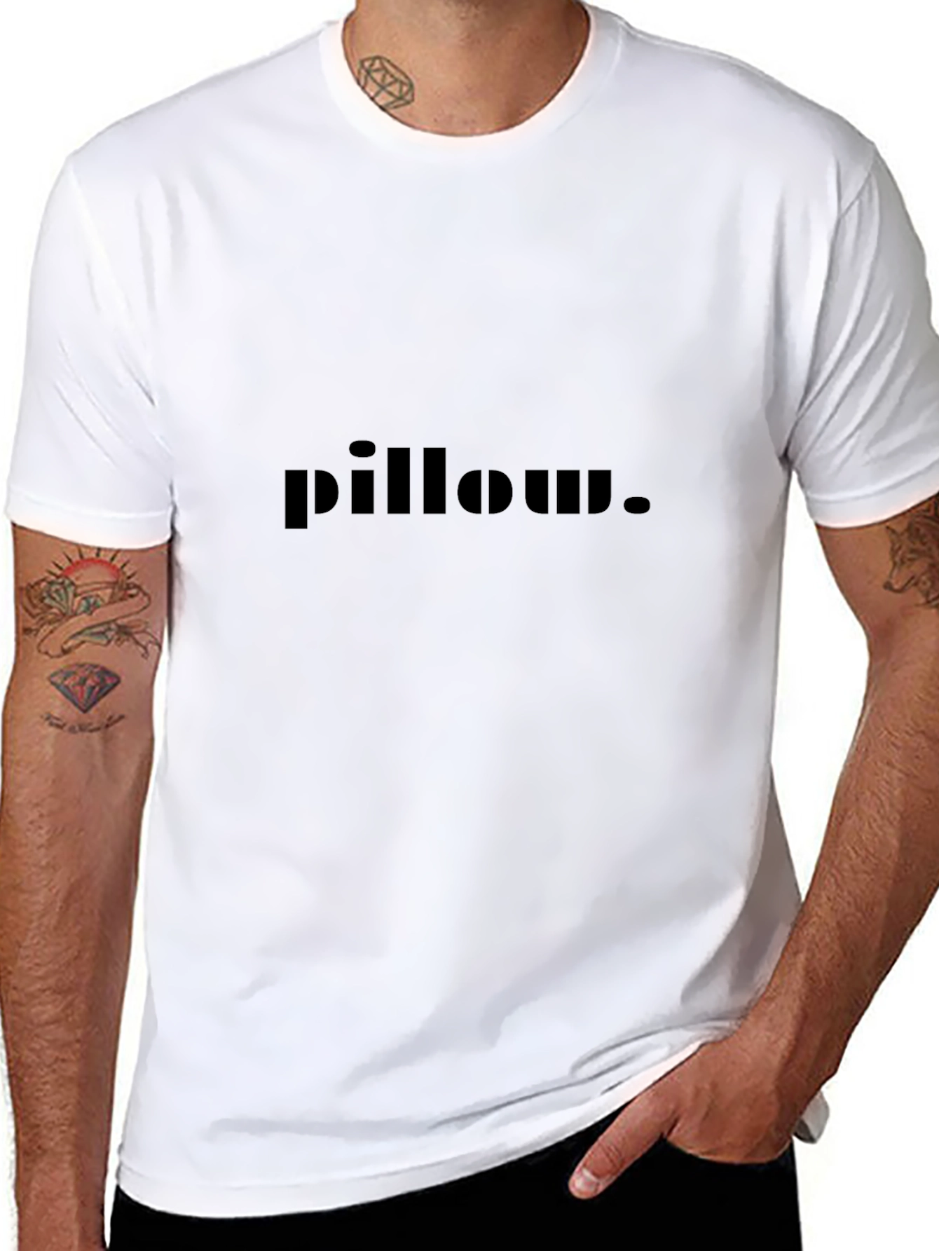 Mens Black pillow. Graphic T-Shirt