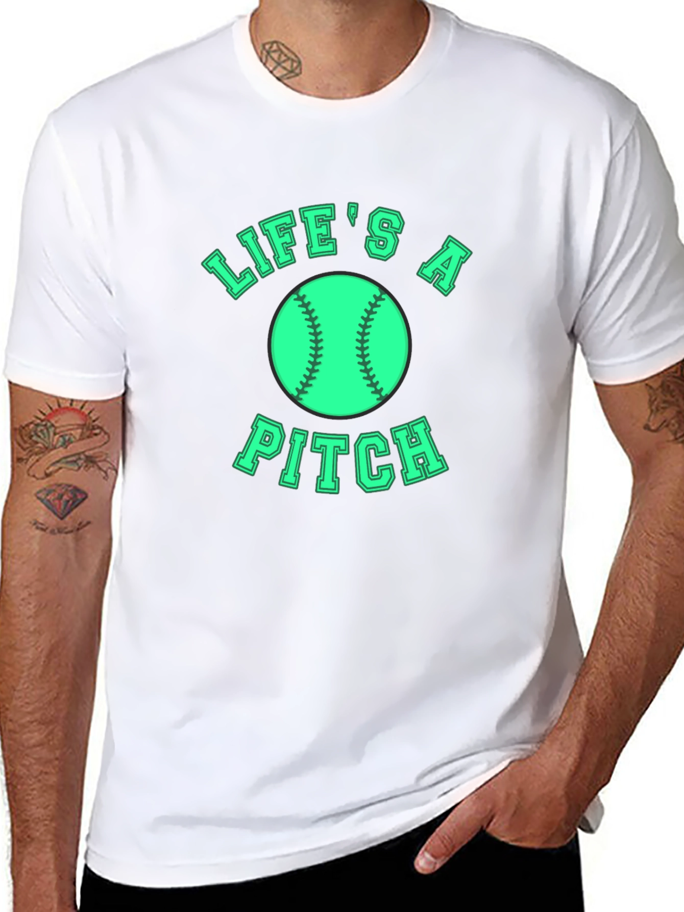 Lifes a Pitch Graphic Tee - Baseball Fan Apparel