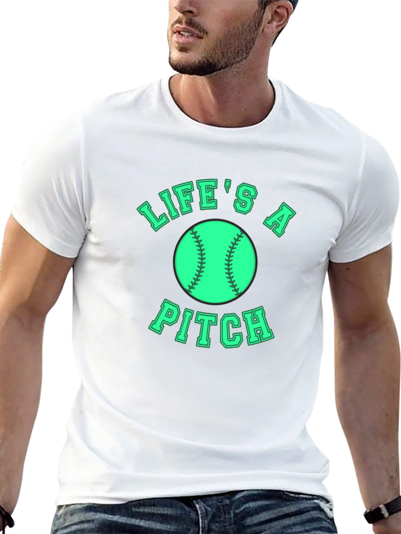 Lifes a Pitch Graphic Tee - Baseball Fan Apparel