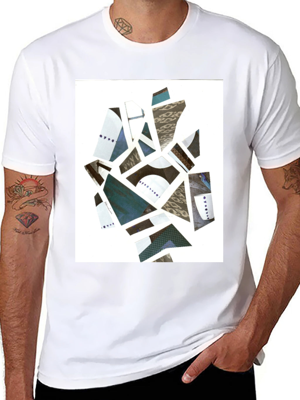 Abstract Geometric Collage Tee - Modern Art Shirt