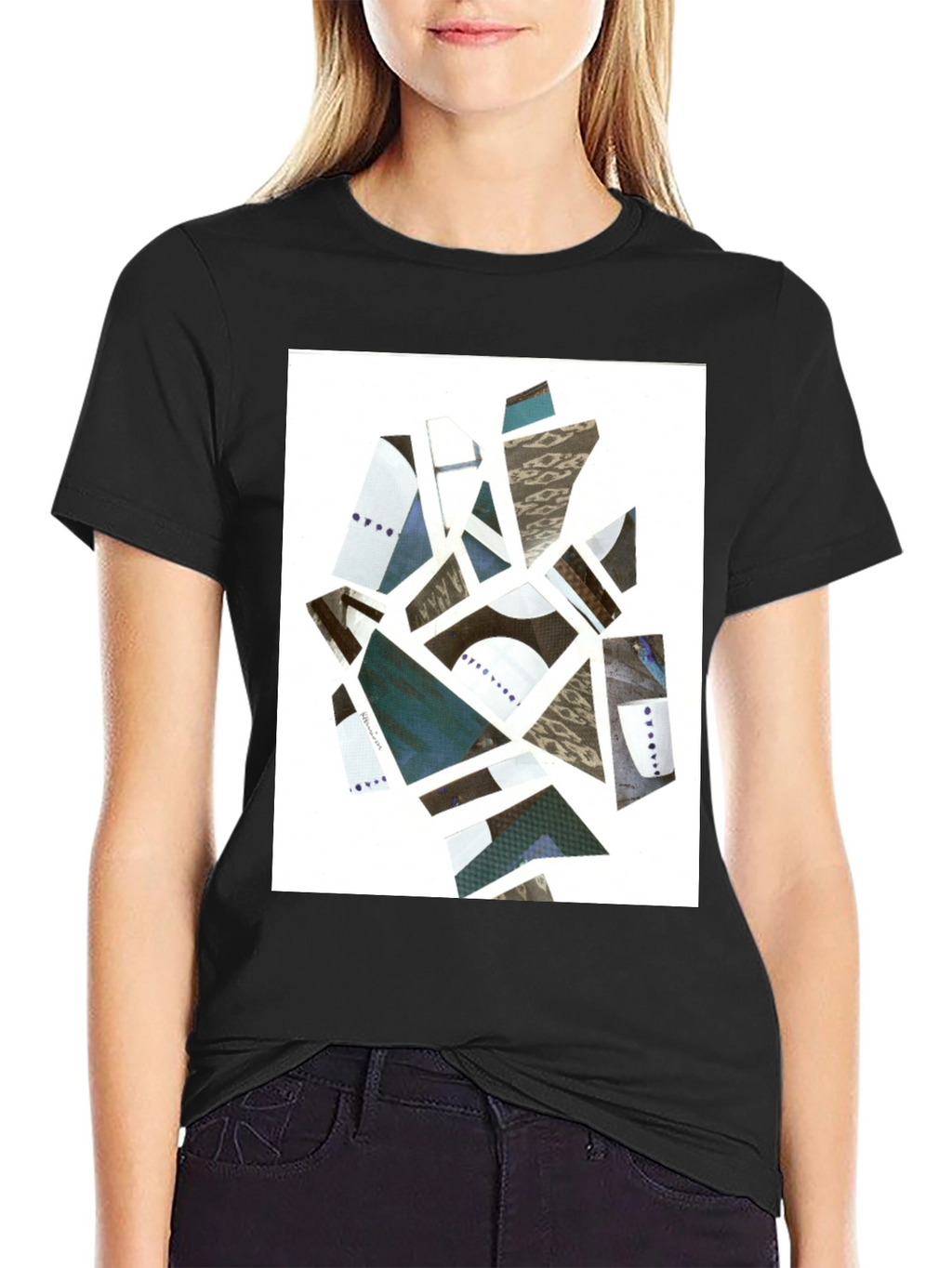 Abstract Geometric Collage Tee - Modern Art Shirt