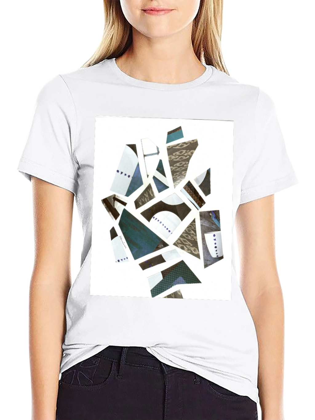 Abstract Geometric Collage Tee - Modern Art Shirt