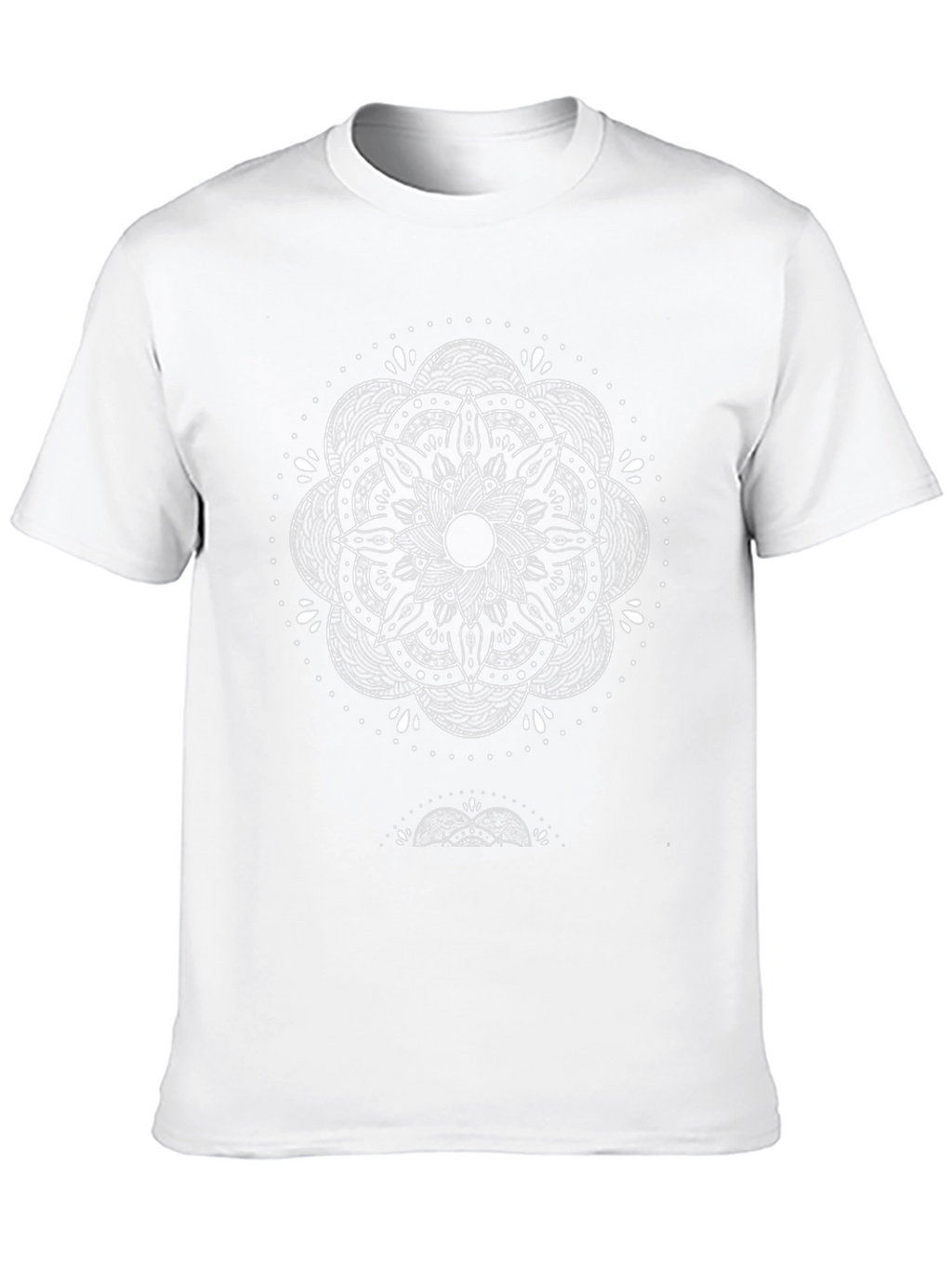 Black T-Shirt with White Mandala Design