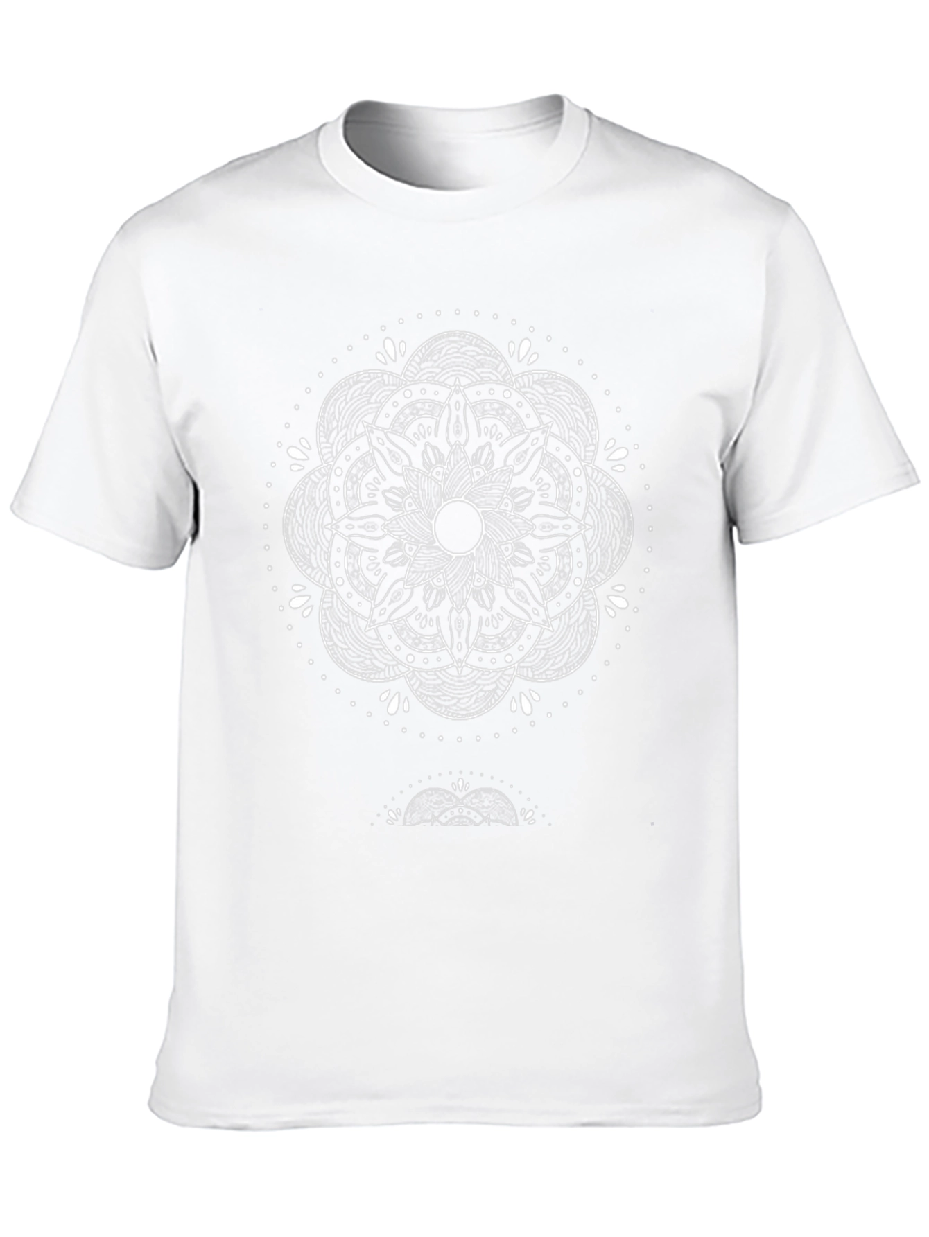 Black T-Shirt with White Mandala Design