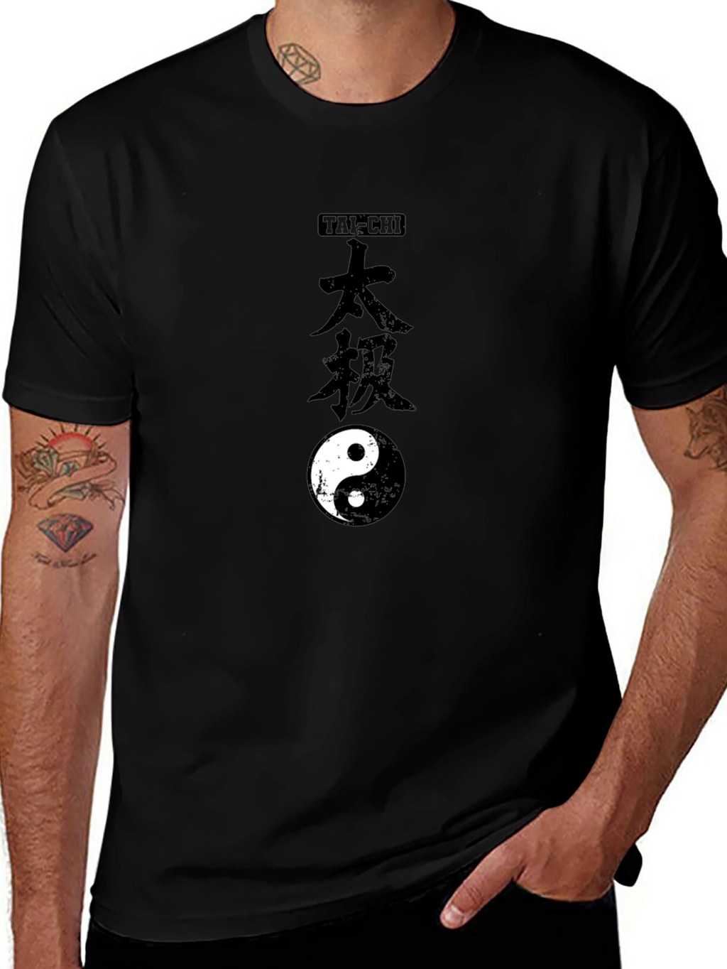 Tai-Chi Yin Yang Graphic Tee - Black Cotton T-Shirt