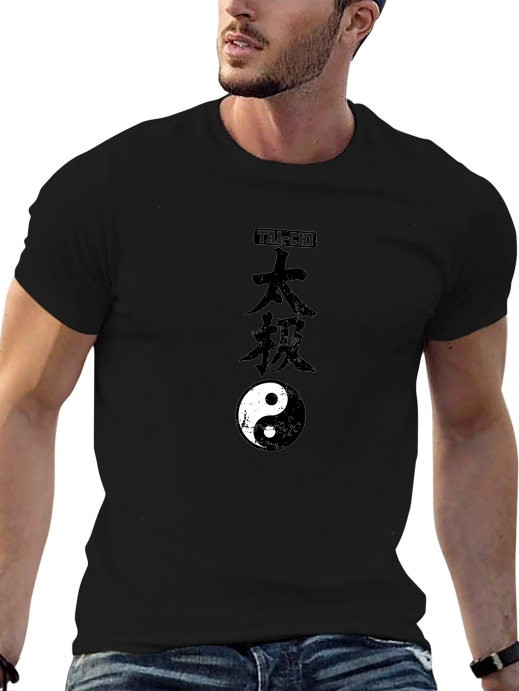 Tai-Chi Yin Yang Graphic Tee - Black Cotton T-Shirt