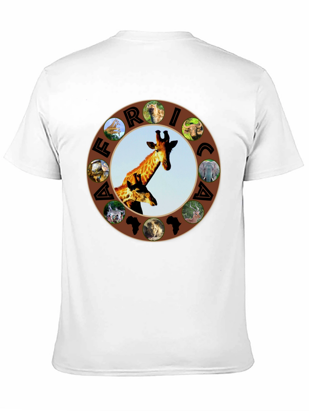 Africa Animals Graphic Tee - Black Crew Neck T-Shirt