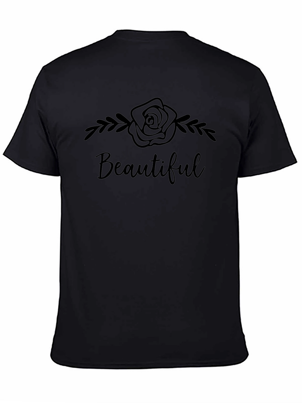 Beautiful Rose Graphic Tee - Stylish Black T-Shirt