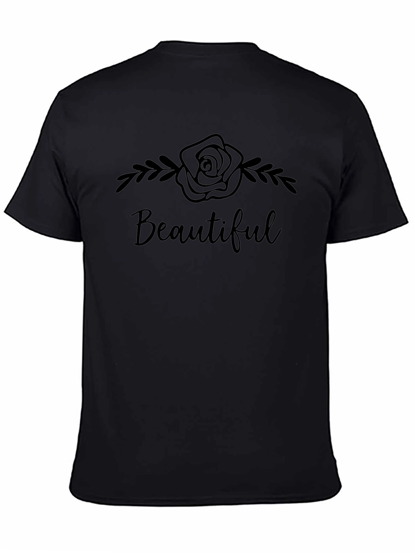 Beautiful Rose Graphic Tee - Stylish Black T-Shirt