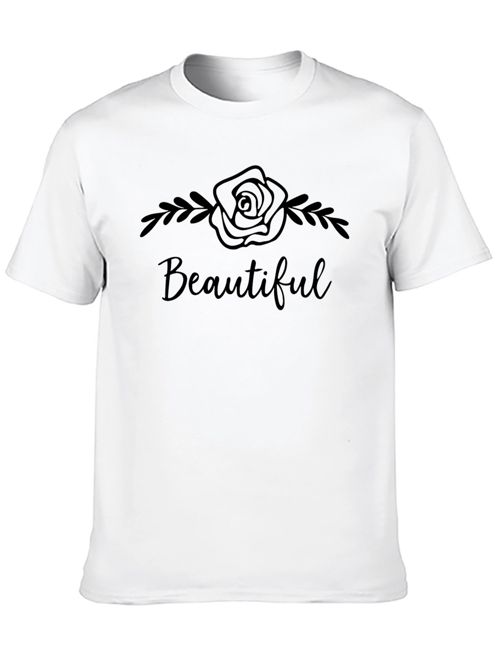 Beautiful Rose Graphic Tee - Stylish Black T-Shirt