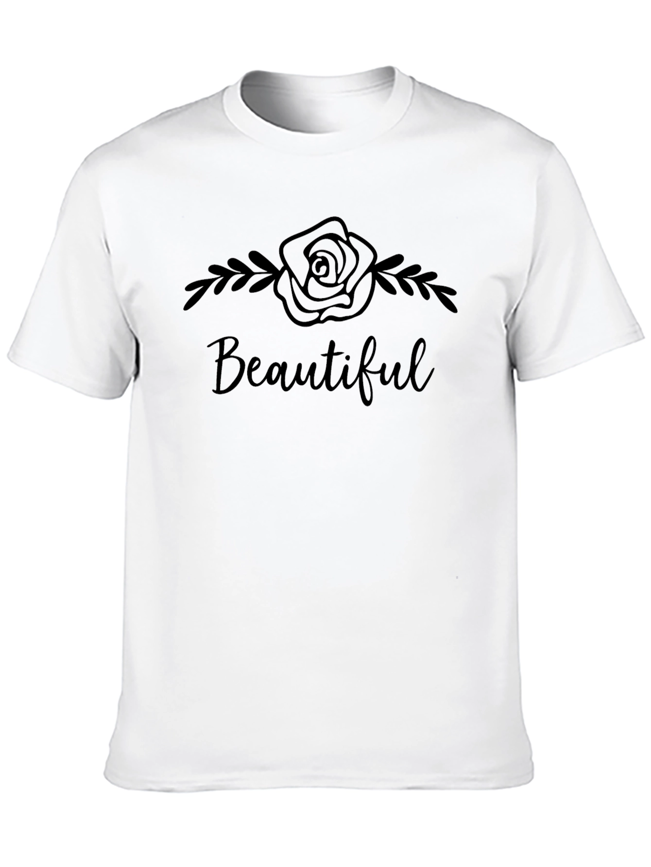 Beautiful Rose Graphic Tee - Stylish Black T-Shirt