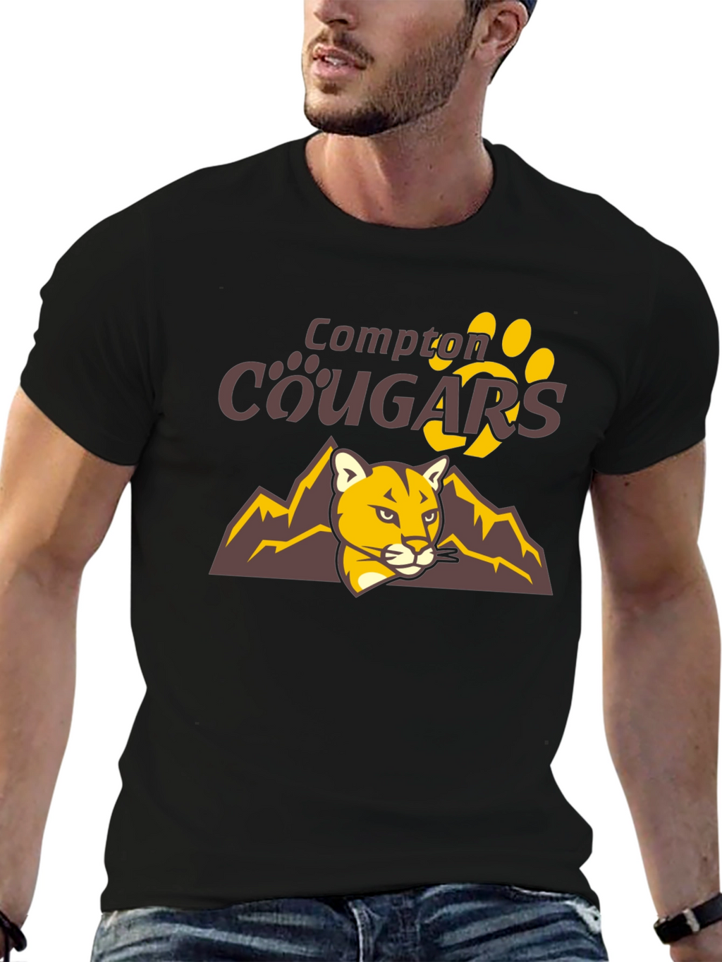 Compton Cougars Graphic T-Shirt - Black