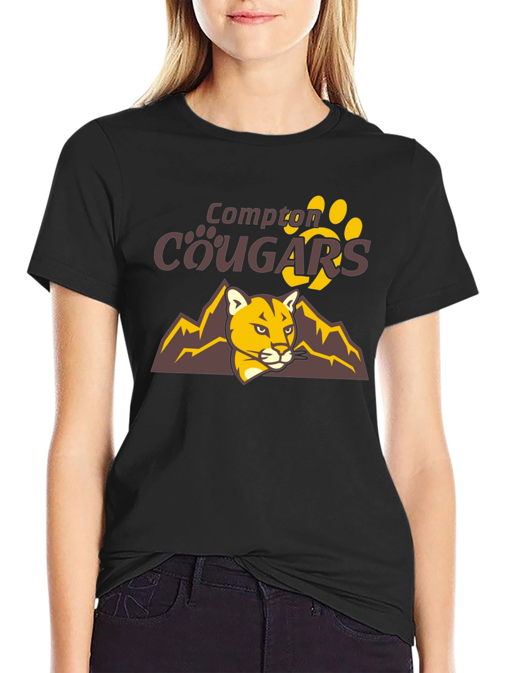 Compton Cougars Graphic T-Shirt - Black