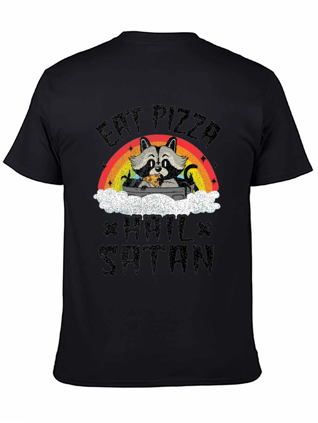 Eat Pizza Hail Satan Raccoon T-Shirt