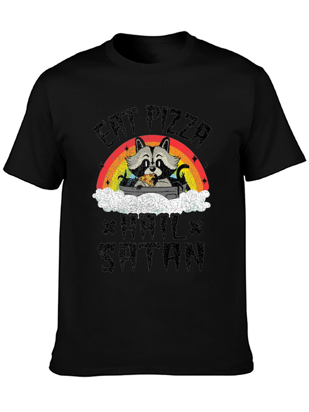 Eat Pizza Hail Satan Raccoon T-Shirt