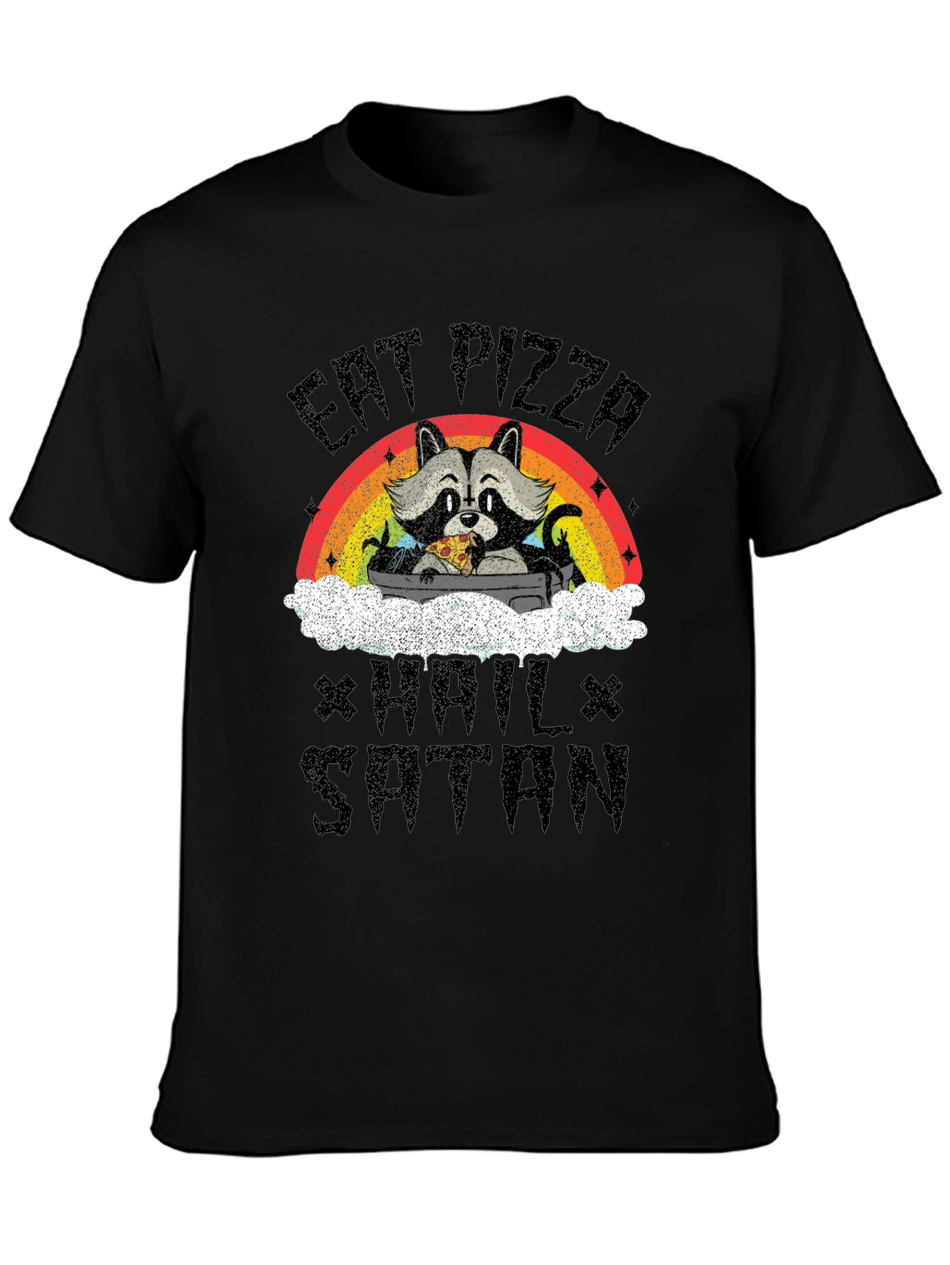 Eat Pizza Hail Satan Raccoon T-Shirt