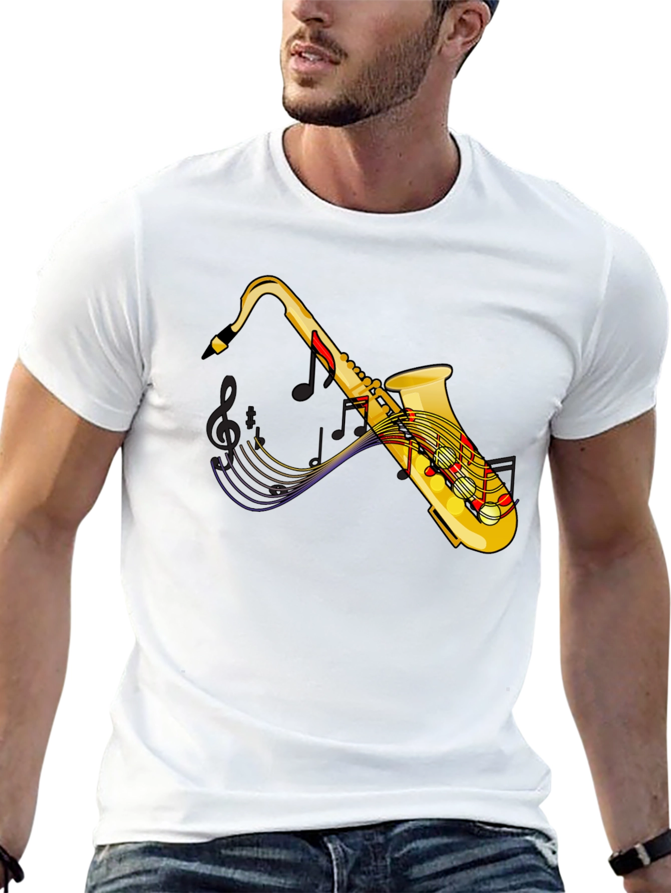 Saxophone Music T-Shirt - Black Graphic Tee