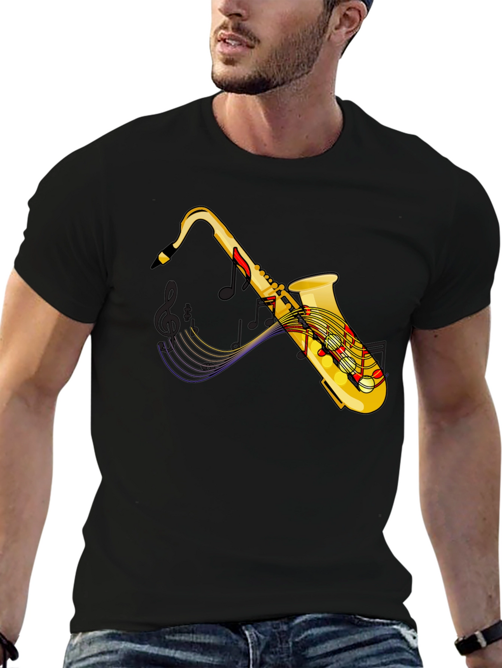 Saxophone Music T-Shirt - Black Graphic Tee