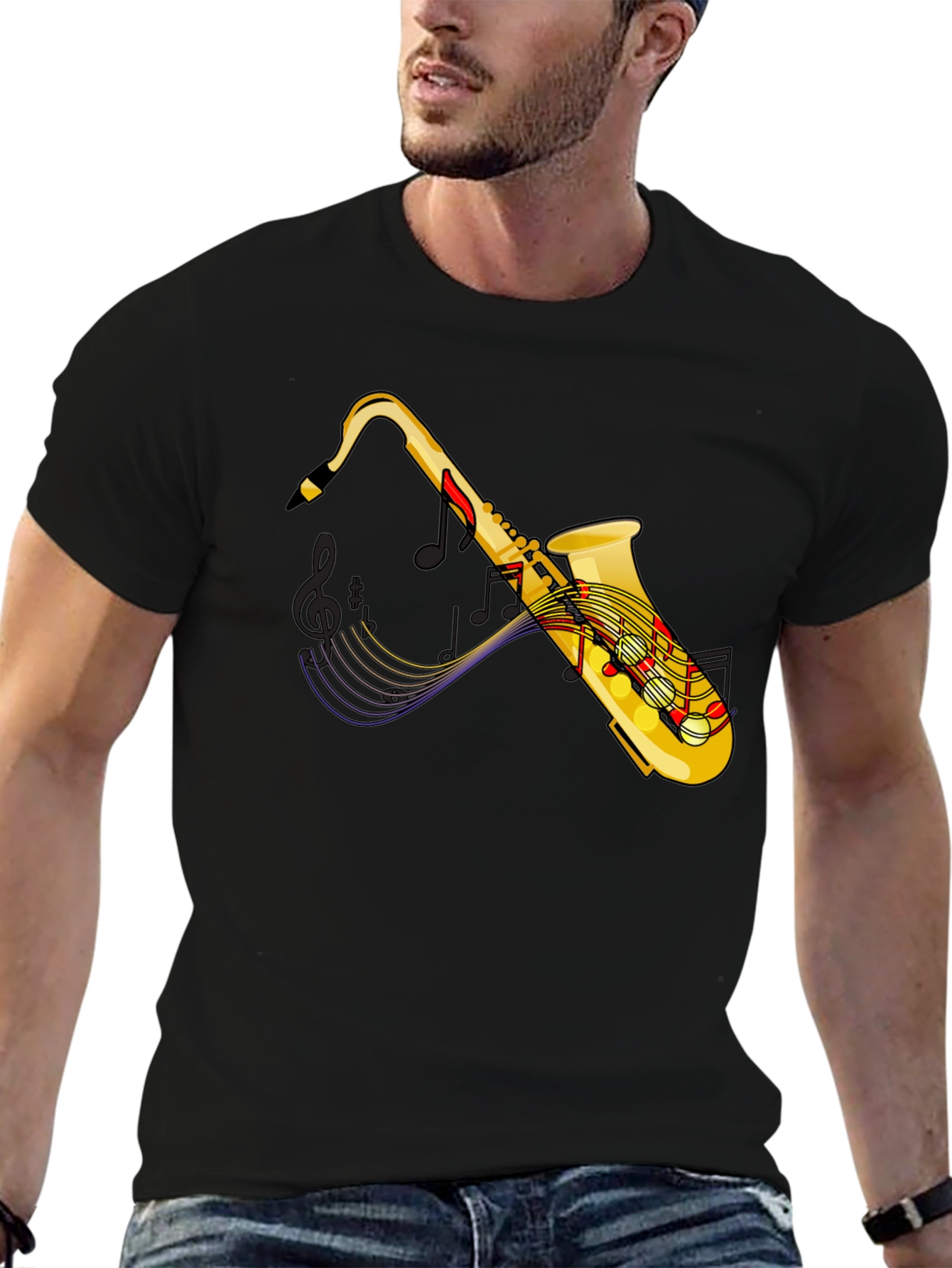 Saxophone Music T-Shirt - Black Graphic Tee