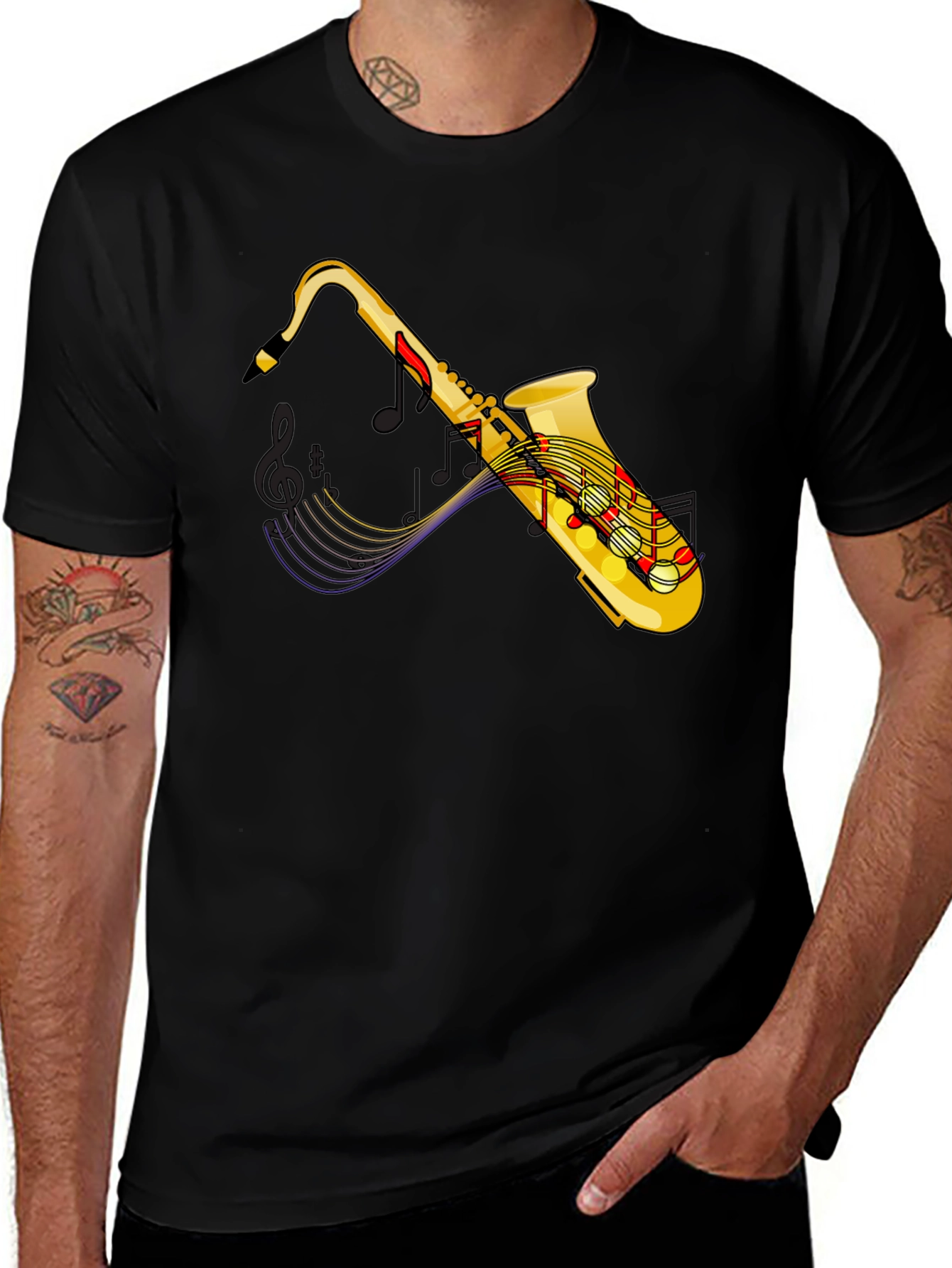 Saxophone Music T-Shirt - Black Graphic Tee