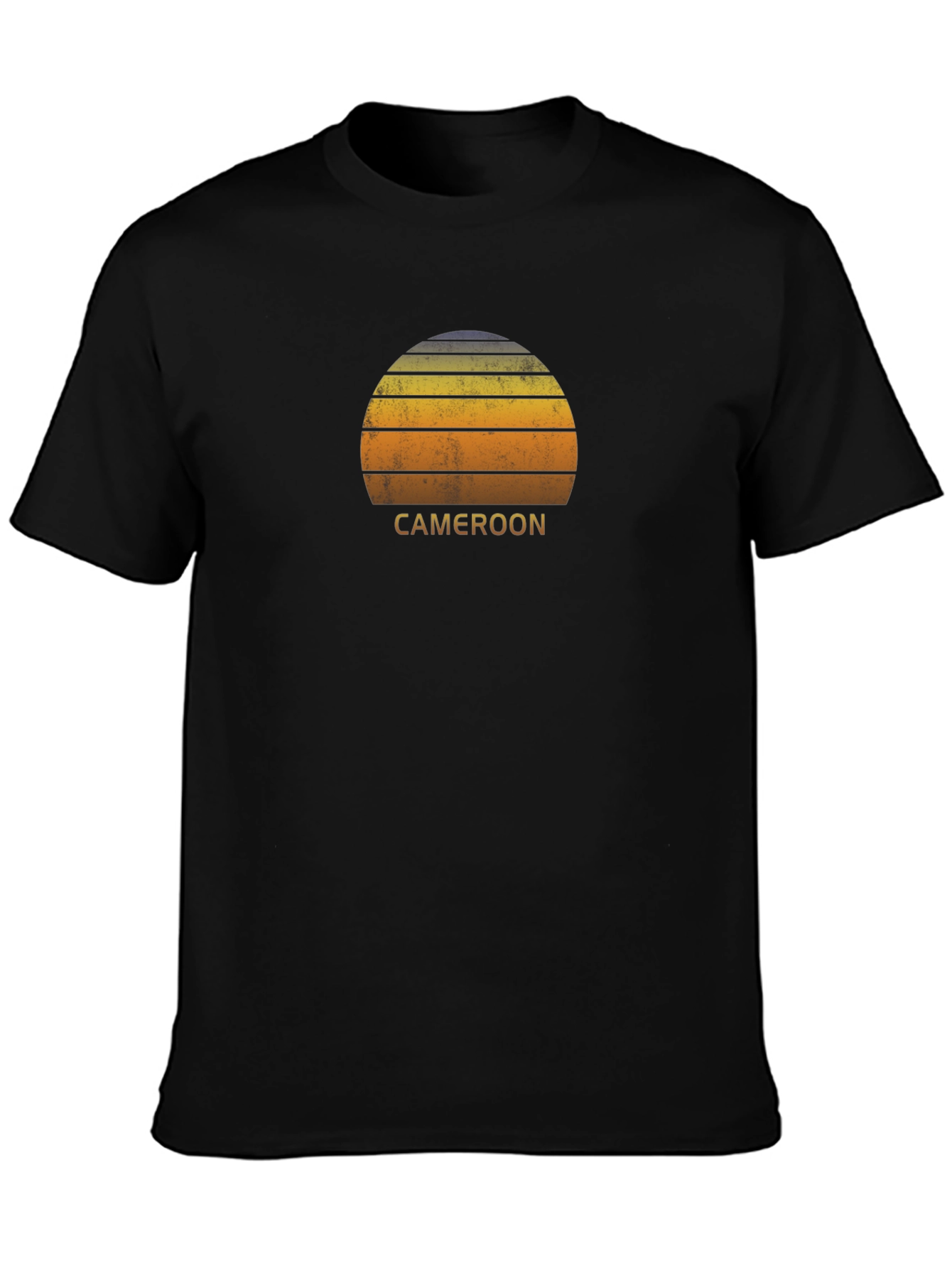Cameroon Sunset Graphic Tee - Black Cotton T-Shirt