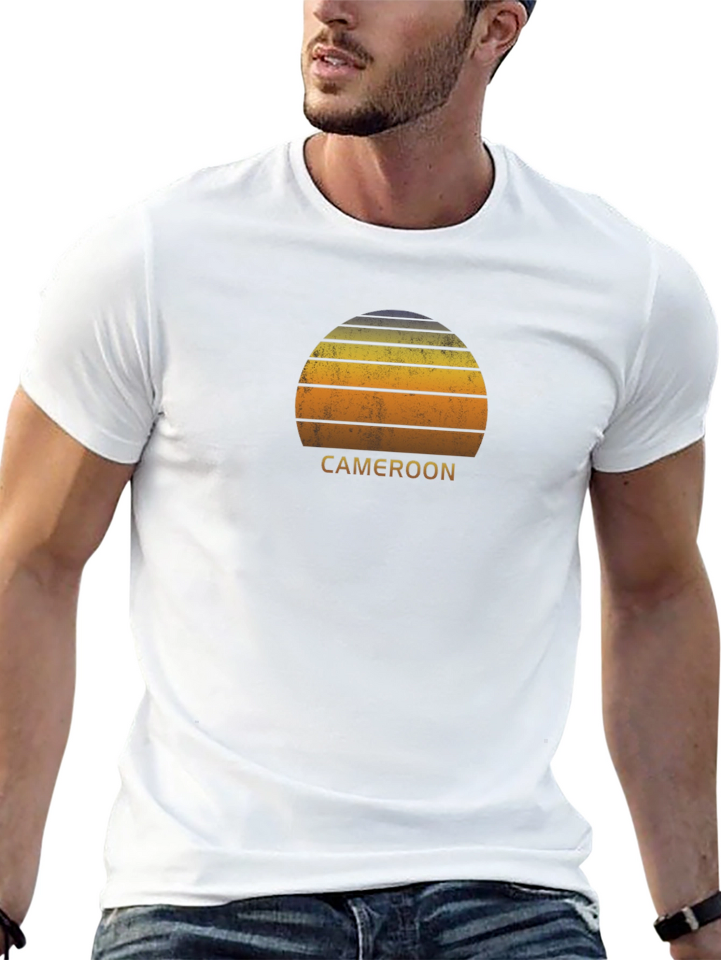 Cameroon Sunset Graphic Tee - Black Cotton T-Shirt
