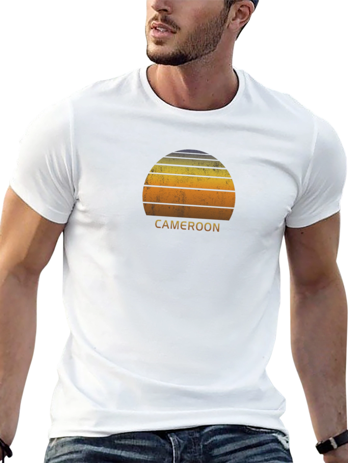 Cameroon Sunset Graphic Tee - Black Cotton T-Shirt