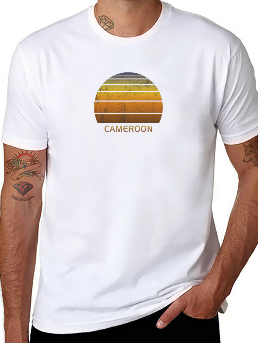 Cameroon Sunset Graphic Tee - Black Cotton T-Shirt