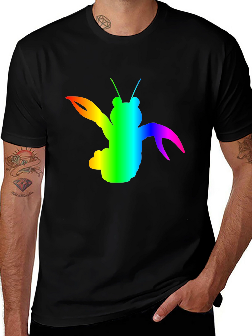 Rainbow Lobster Graphic Tee - Black
