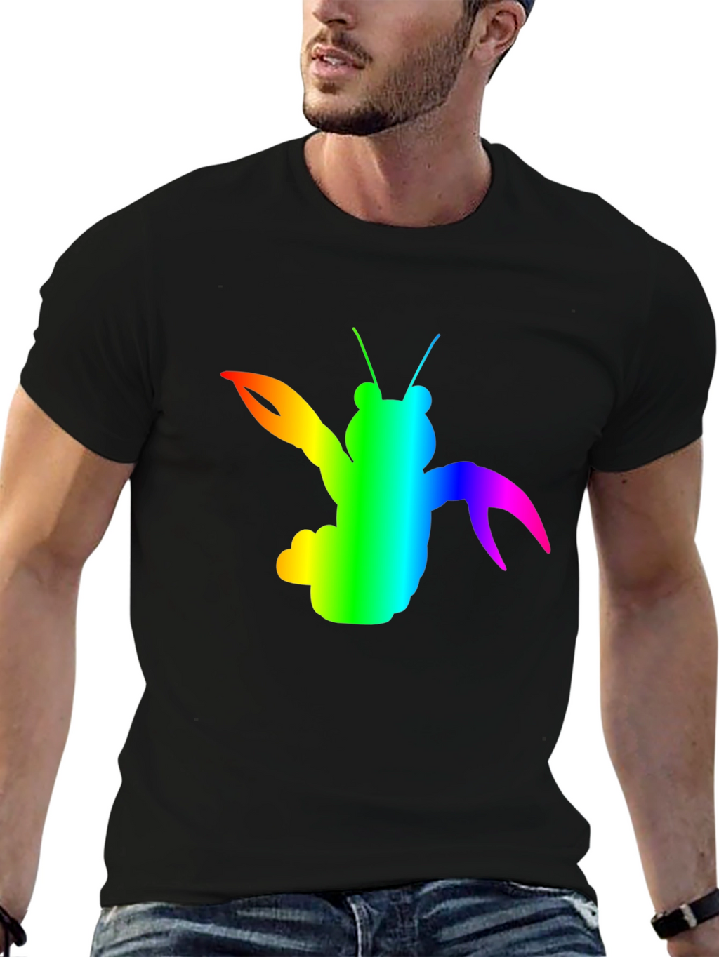 Rainbow Lobster Graphic Tee - Black