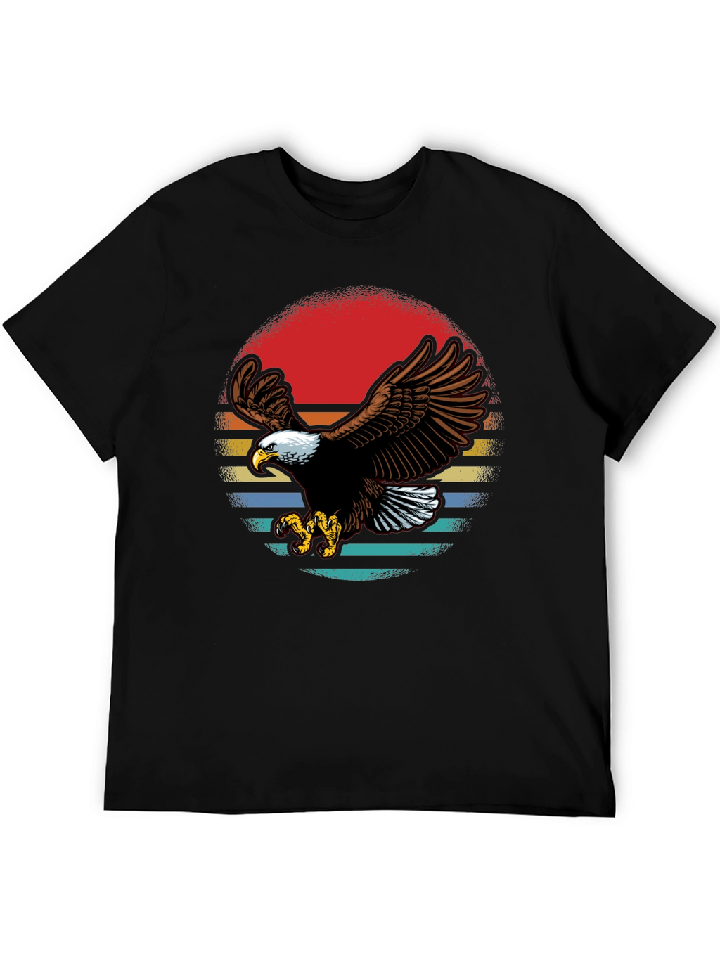 Bald Eagle Retro Sunset Graphic T-Shirt