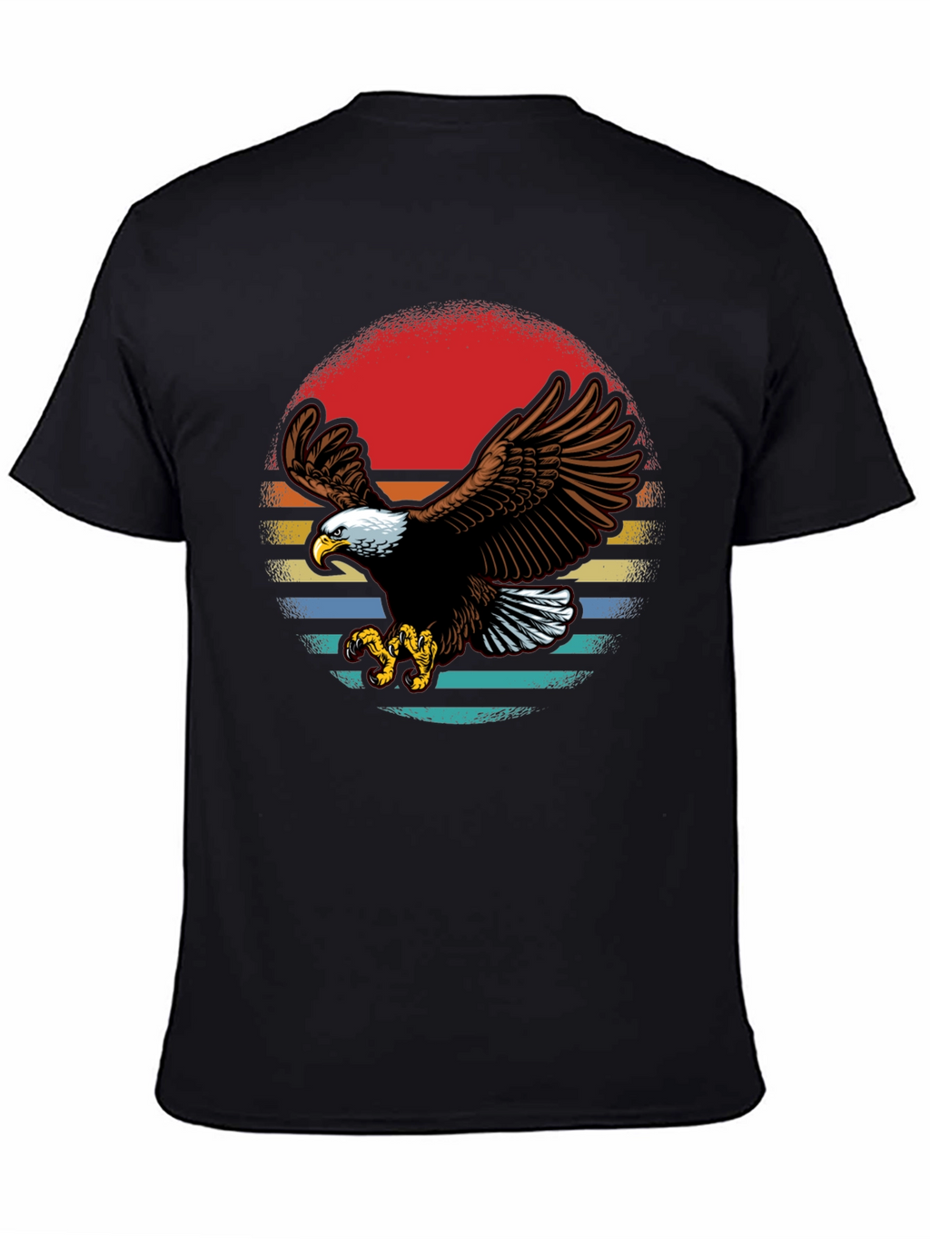 Bald Eagle Retro Sunset Graphic T-Shirt