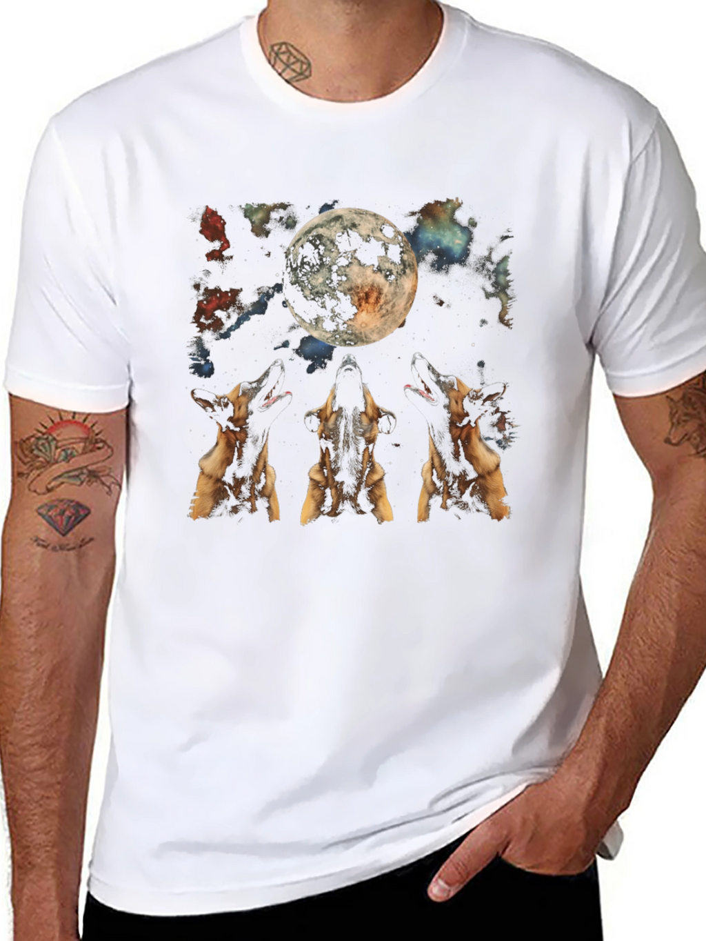 Dog Howling at Moon Graphic T-Shirt