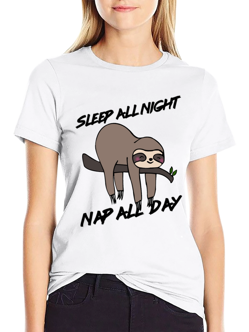 Sleepy Sloth Graphic T-Shirt: Nap All Day