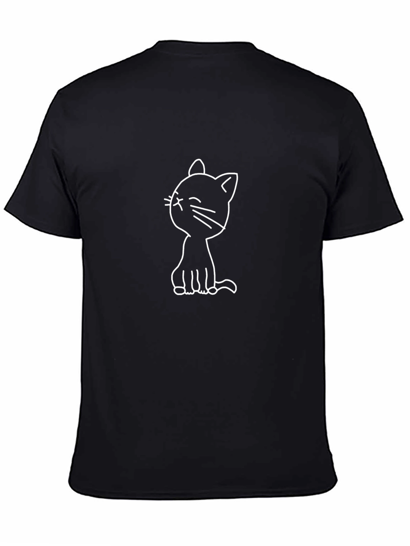 Black Cat Graphic T-Shirt - Cute Cartoon Cat Design