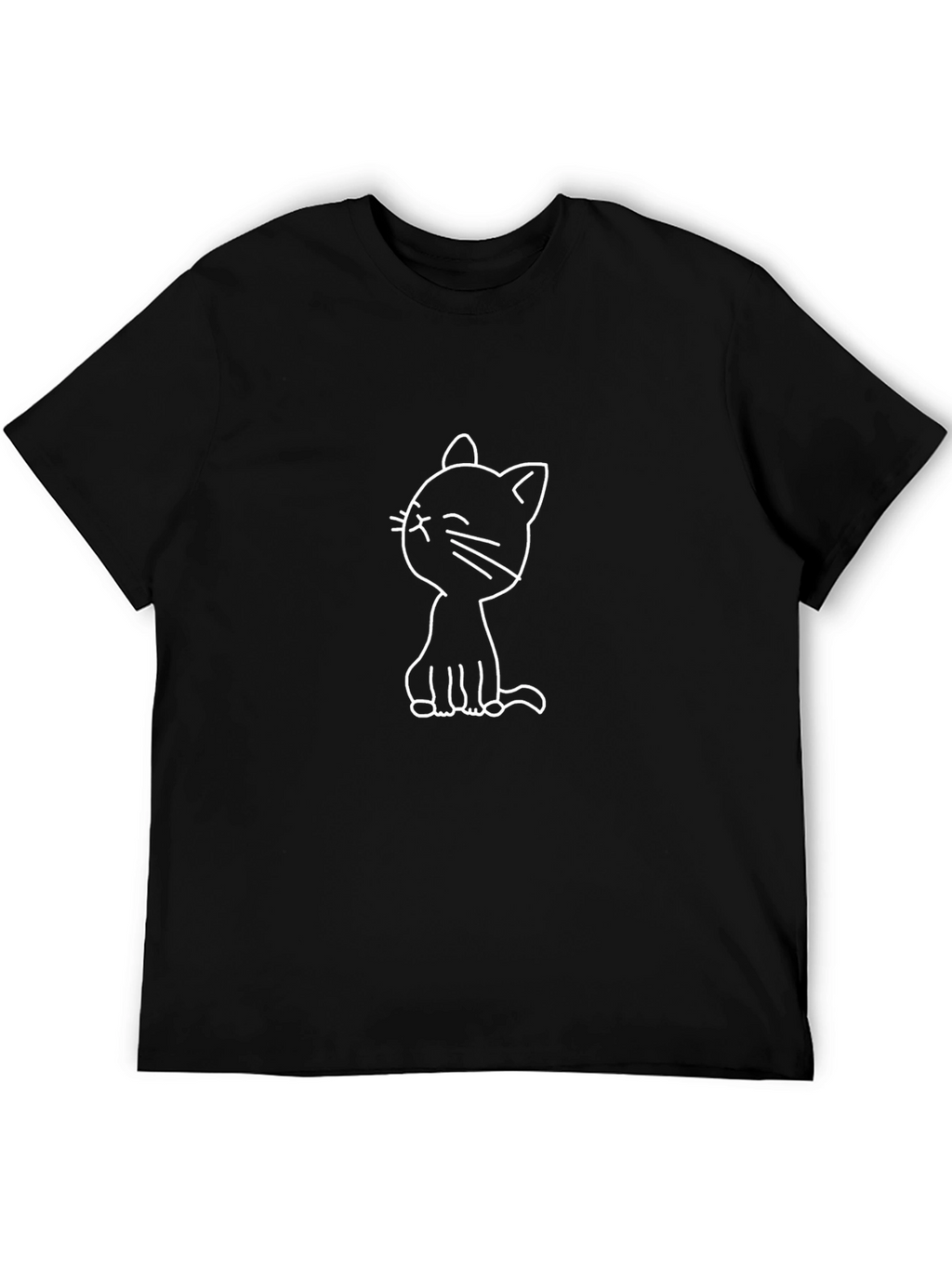 Black Cat Graphic T-Shirt - Cute Cartoon Cat Design