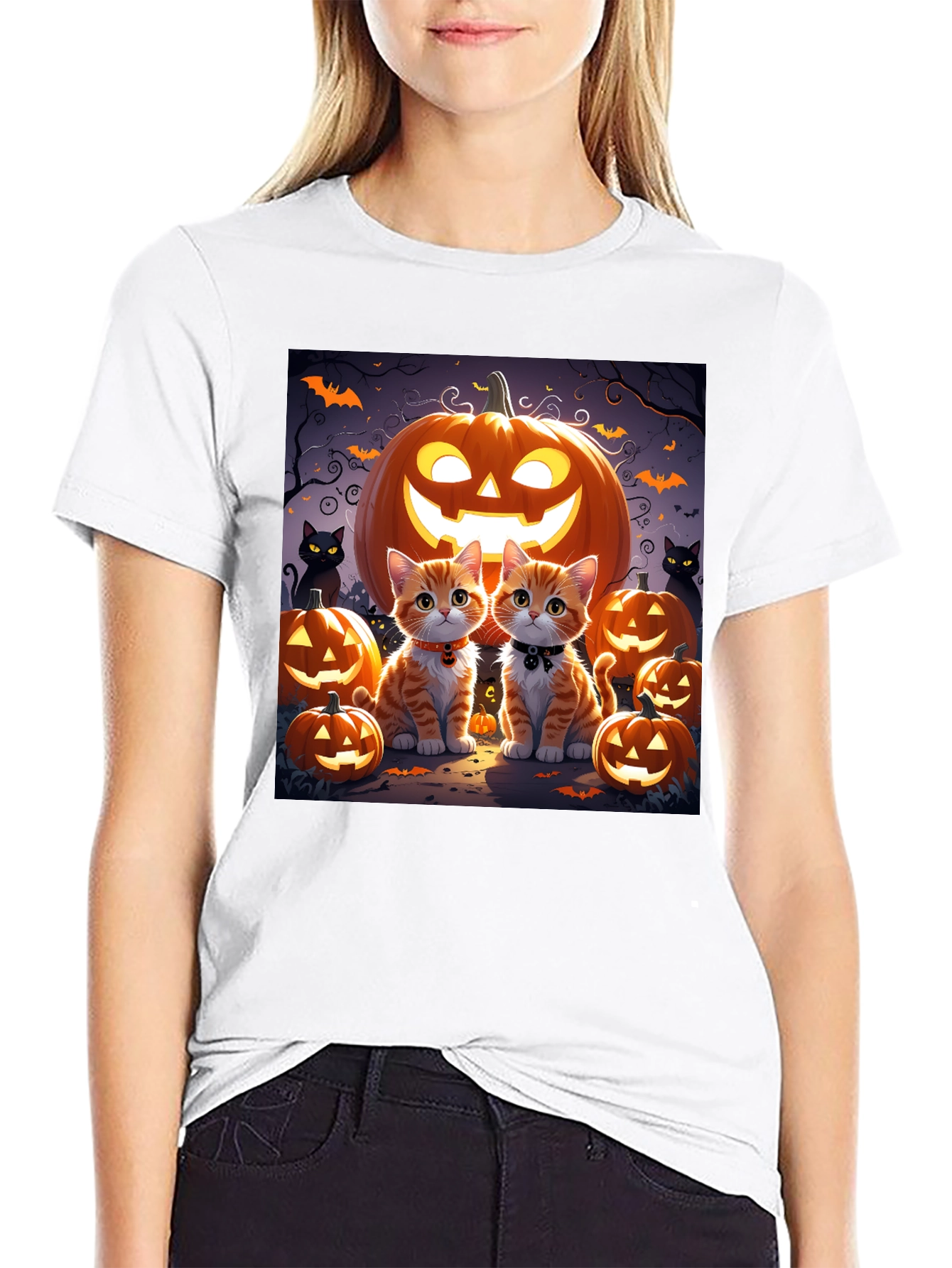 Halloween Cat Pumpkin T-Shirt