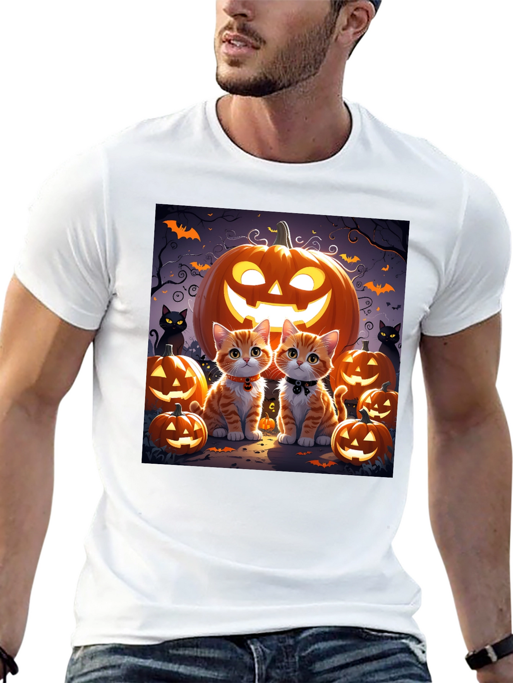 Halloween Cat Pumpkin T-Shirt