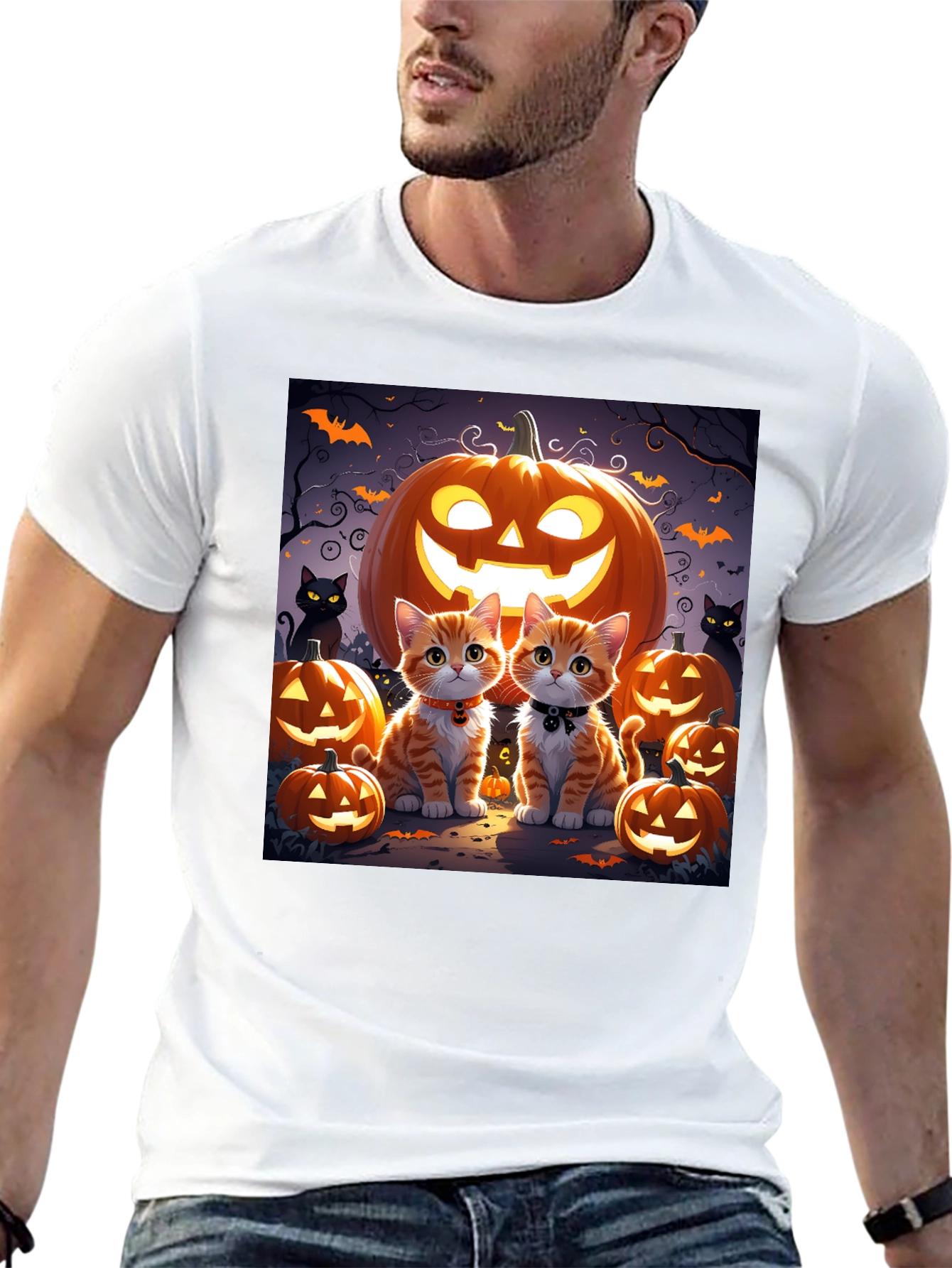 Halloween Cat Pumpkin T-Shirt