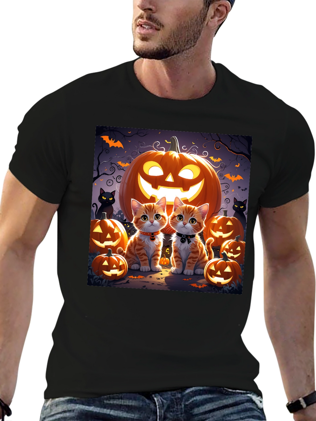 Halloween Cat Pumpkin T-Shirt
