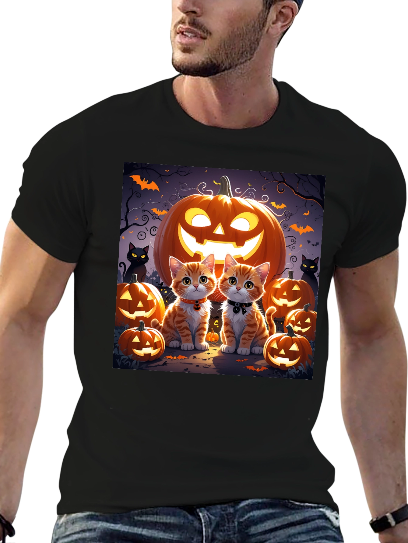 Halloween Cat Pumpkin T-Shirt