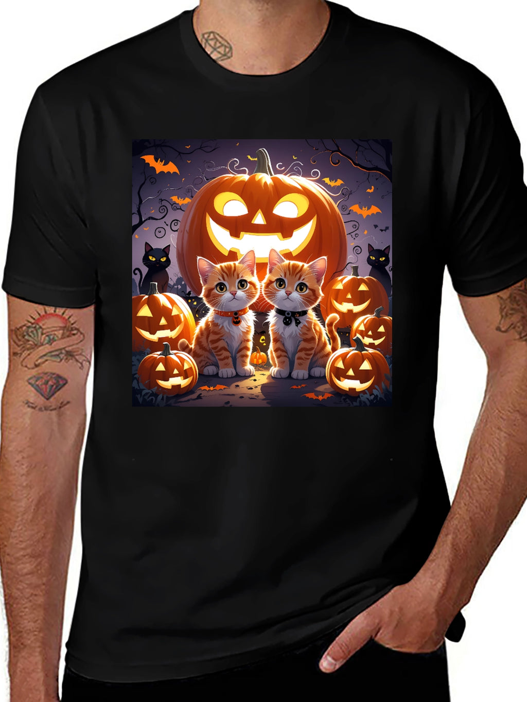 Halloween Cat Pumpkin T-Shirt
