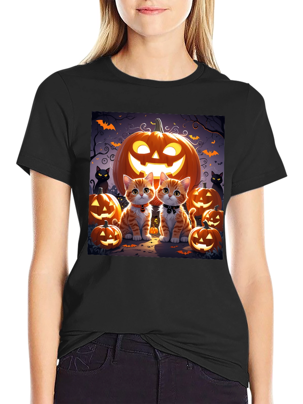 Halloween Cat Pumpkin T-Shirt