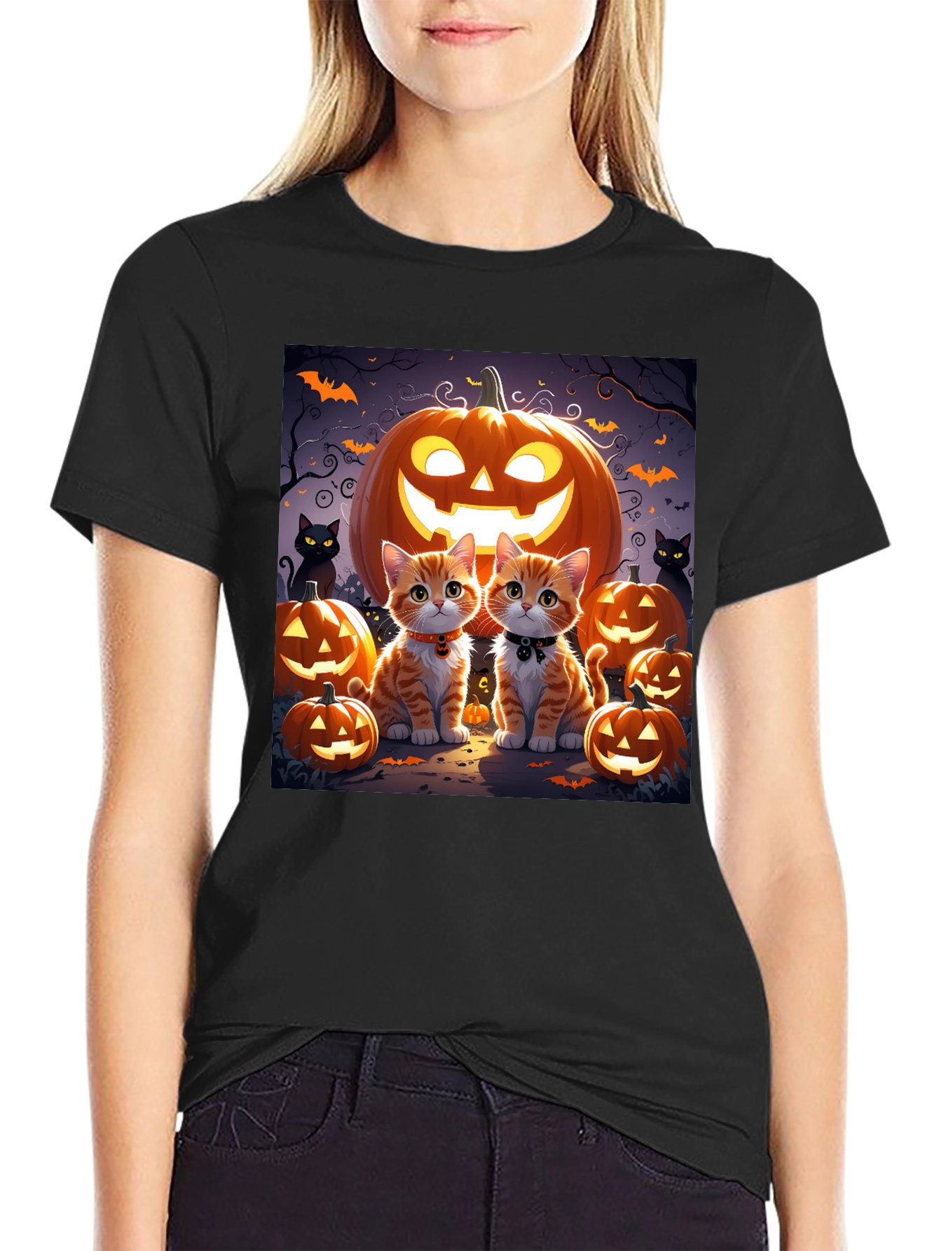 Halloween Cat Pumpkin T-Shirt