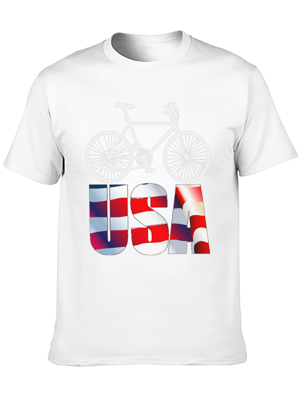 USA Flag Bicycle Graphic Tee - Patriotic Mens T-Shirt