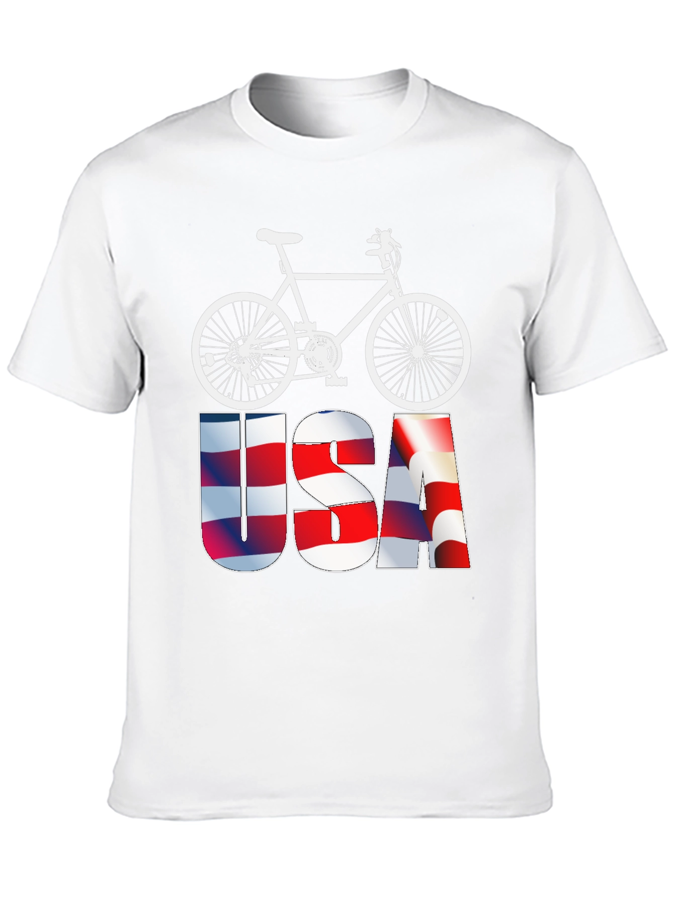 USA Flag Bicycle Graphic Tee - Patriotic Mens T-Shirt