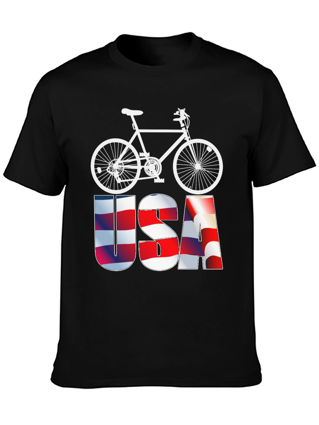 USA Flag Bicycle Graphic Tee - Patriotic Mens T-Shirt