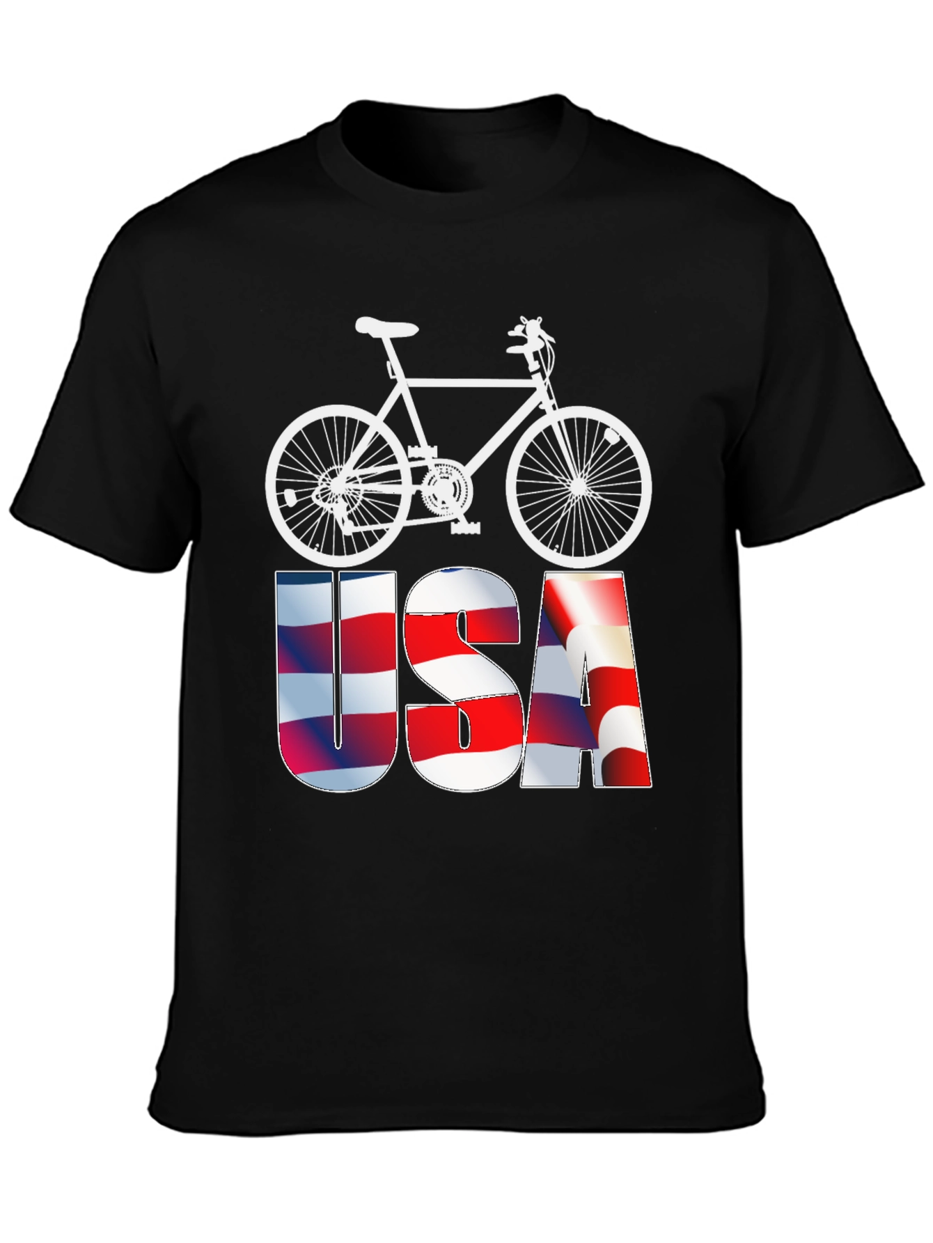 USA Flag Bicycle Graphic Tee - Patriotic Mens T-Shirt