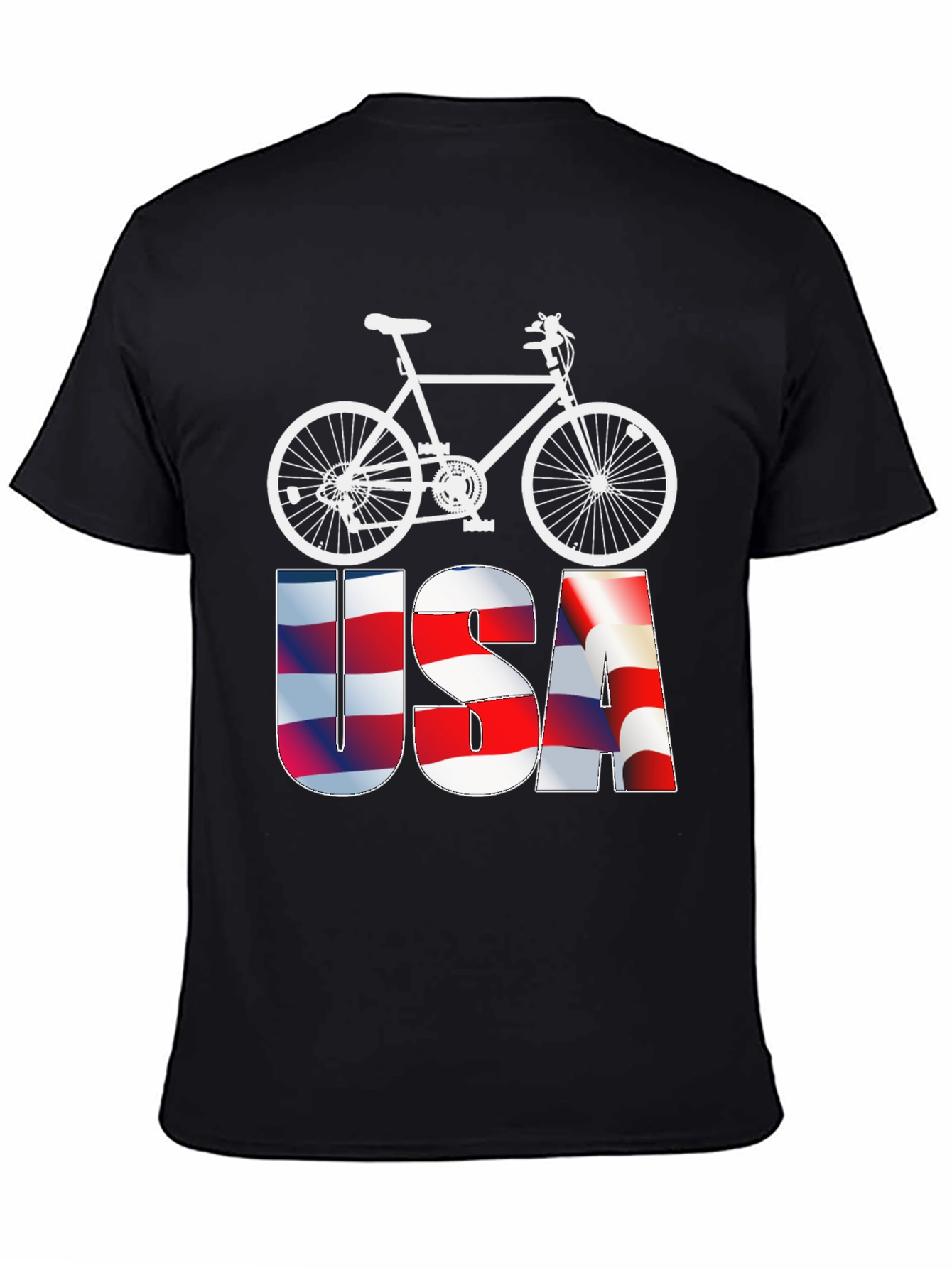 USA Flag Bicycle Graphic Tee - Patriotic Mens T-Shirt
