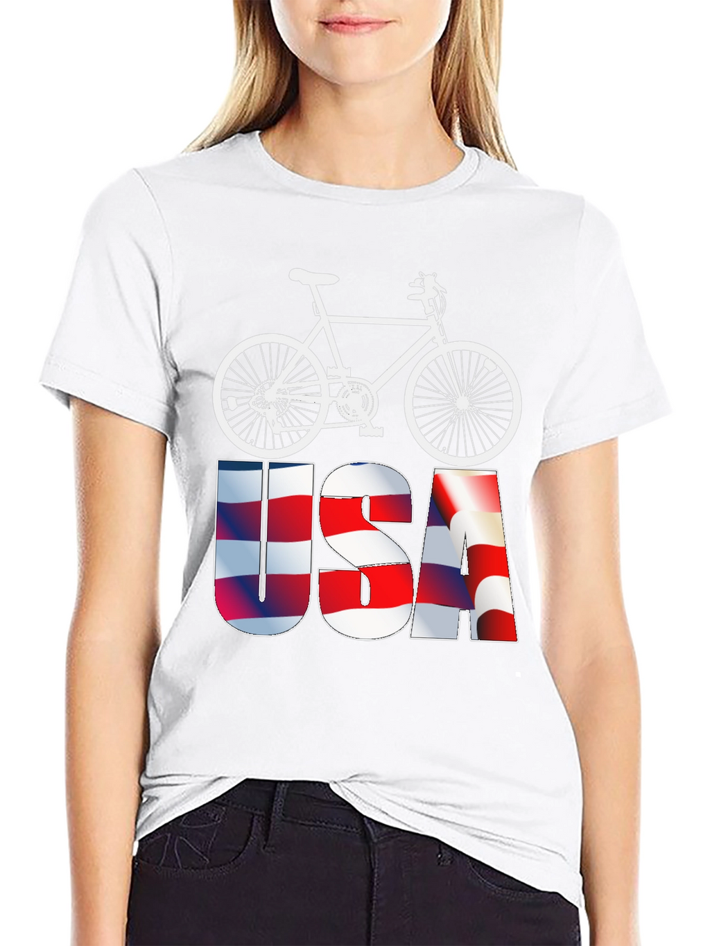 USA Flag Bicycle Graphic Tee - Patriotic Mens T-Shirt